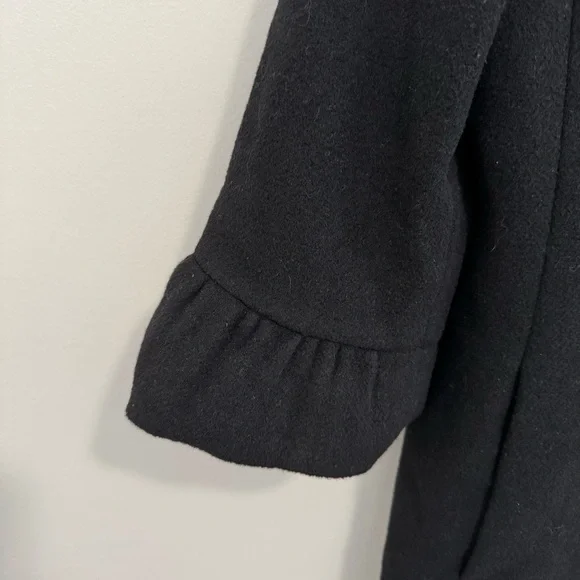 LOFT Black Wool Blend Funnel Neck Coat - Picture 2 of 8